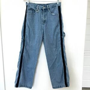 UNIF Striped Carpenter Jeans Blue Denim Black Side Stripe Size 29 Y2K Grunge
